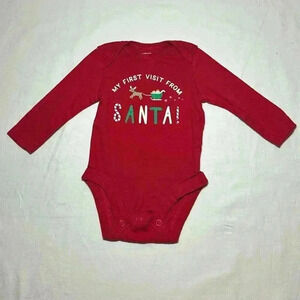 Carter's - "My first Visit" long sleeve Santa onesie top. Size  3 months